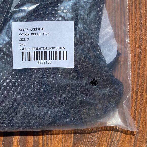 NWT Club Exx Black & Silver High Waist Reflective Fishnet Chaps with Buckle Clos - Picture 8 of 11